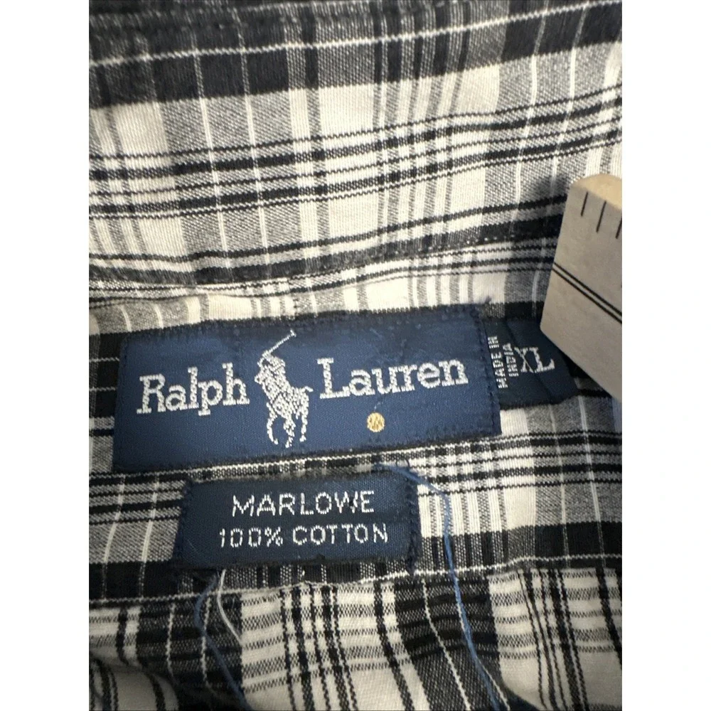 Polo Ralph Lauren Shirt Mens XL Black Plaid Button Down Pony Marlowe Long Sleeve